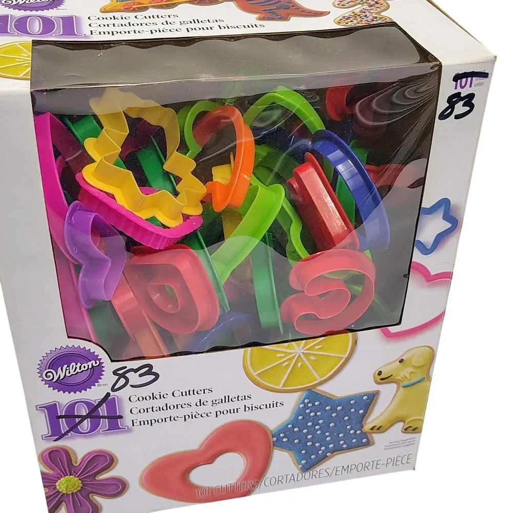 Wilton 83 Cookie Cutters Set Plastic Alphabet Numbers Holiday Shapes‎ Multicolor